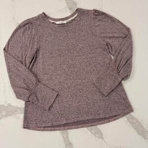 Kiki Long Puff Sleeve Pullover Crewneck Sweater Women's Medium Heathered Purple